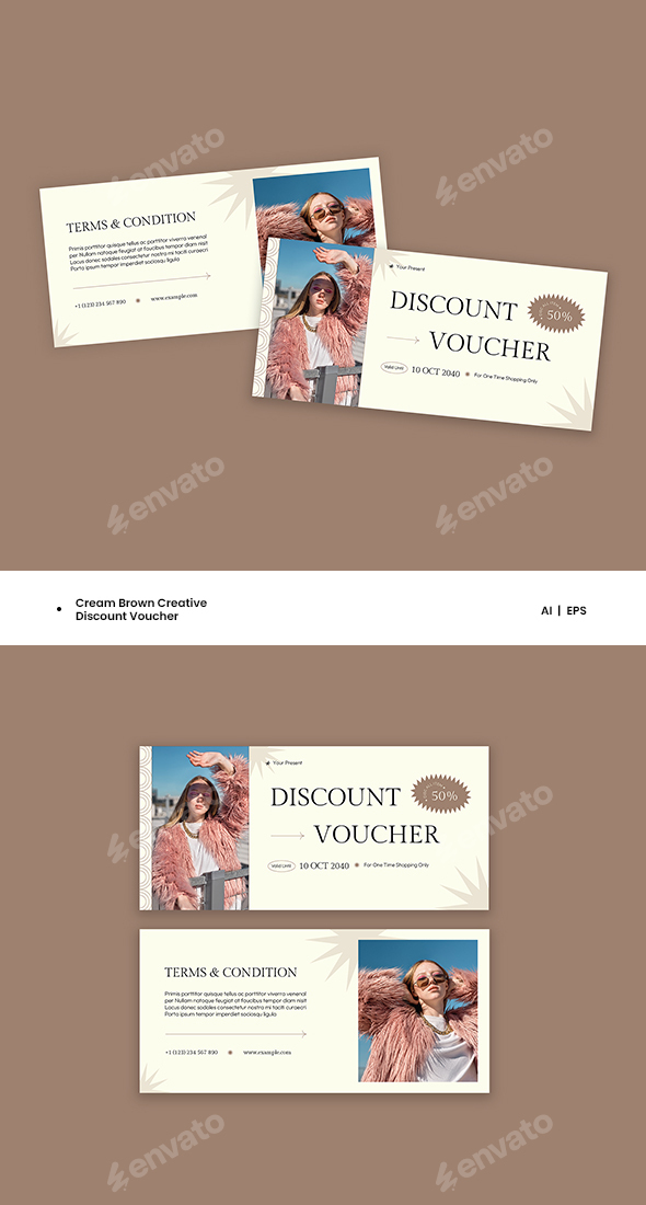 Cream Brown Minimalist Voucher