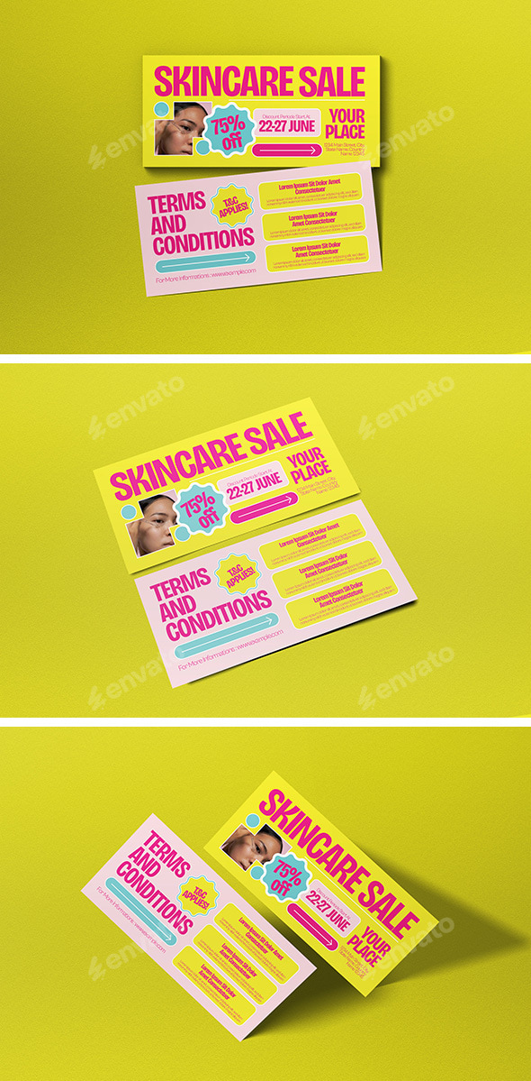Yellow Pink Bold Skincare Sale Voucher
