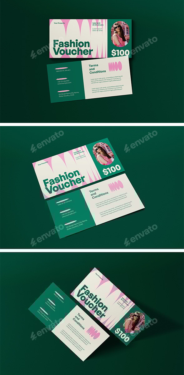 Green Pink Utilitarian Fashion Sale Voucher