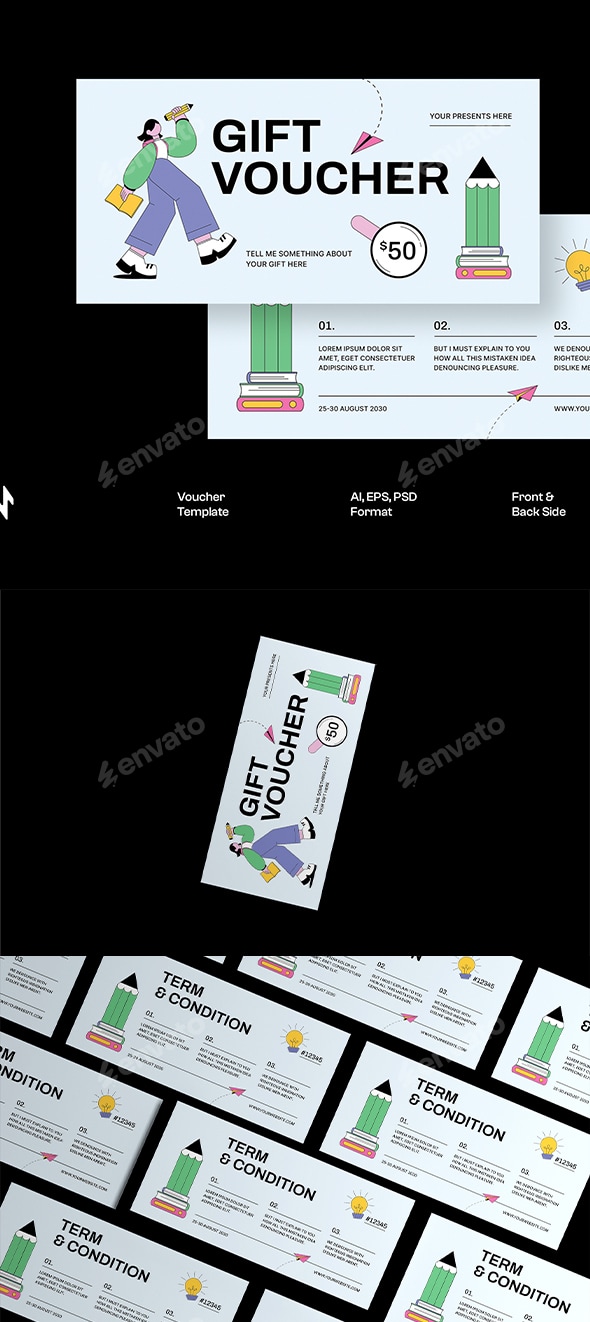 Flat Vector Back to School Voucher