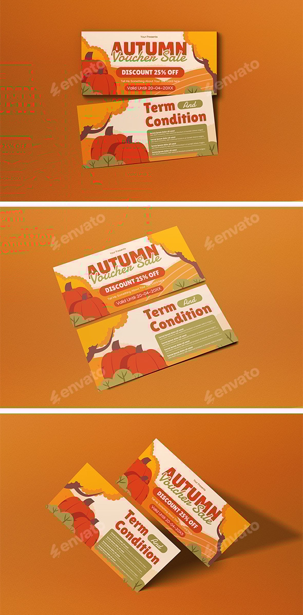 Green Quirky Illustration Autumn Sale Voucher