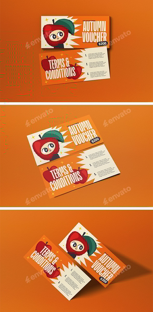 Orange Quirky Illustration Autumn Sale Voucher