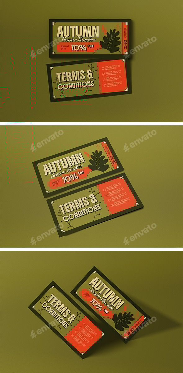 Green Vintage Aesthetic Autumn Sale Voucher