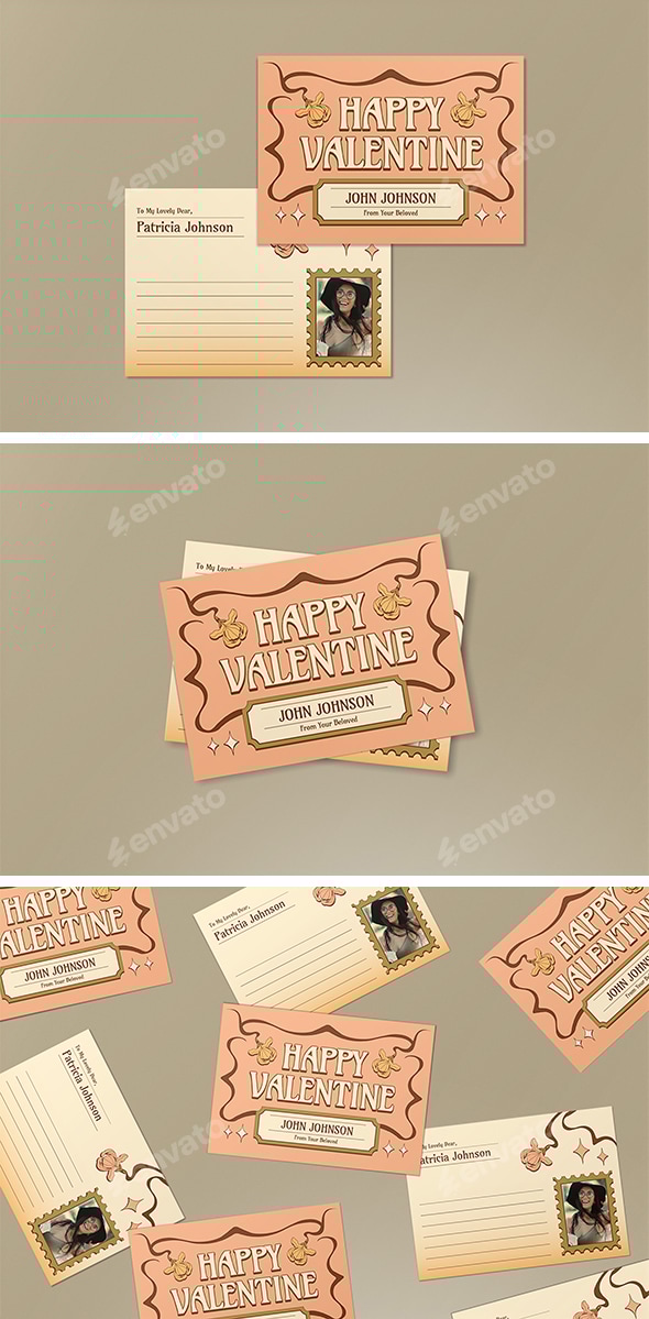 Pink Contemporary Valentine Greeting Card Postcard