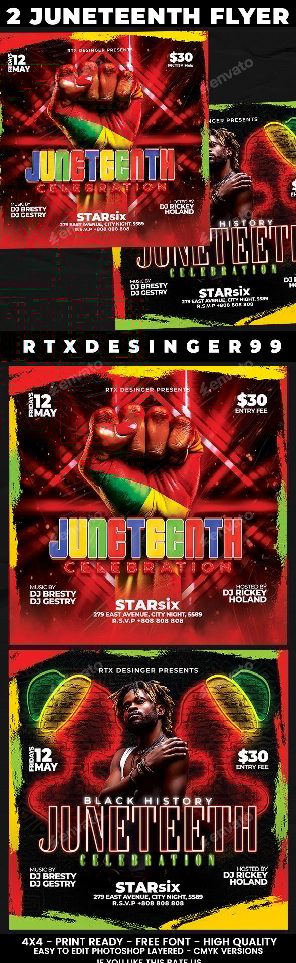 Juneteenth Celebration Flyer Bundle
