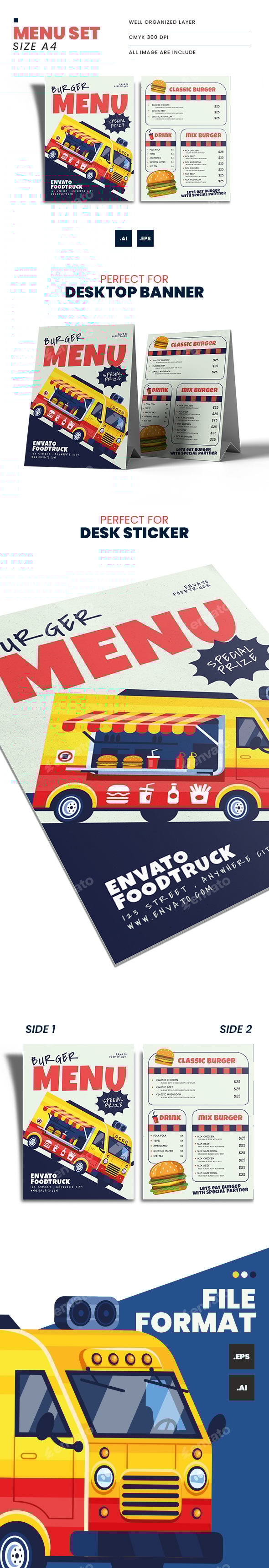 Burger Foodtruck Menu A4 All Image Include