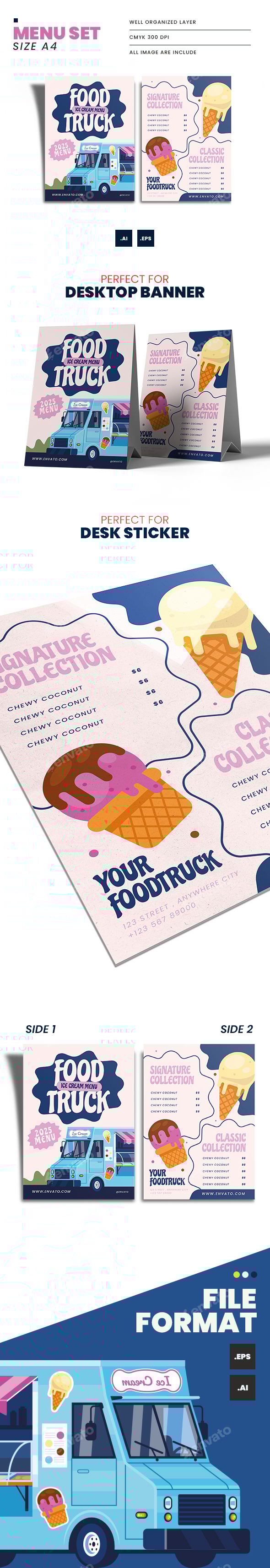 Ice Cream Menu 2 Sided All Image Included