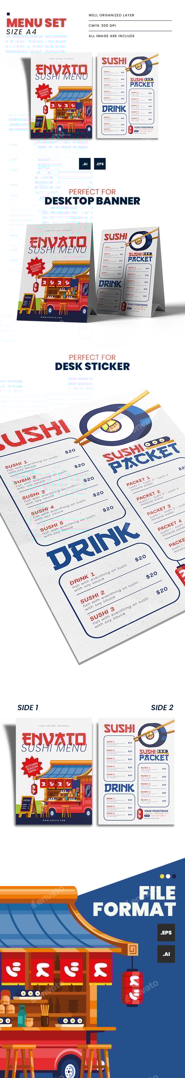 Sushi Food Menu A4 All Image Included