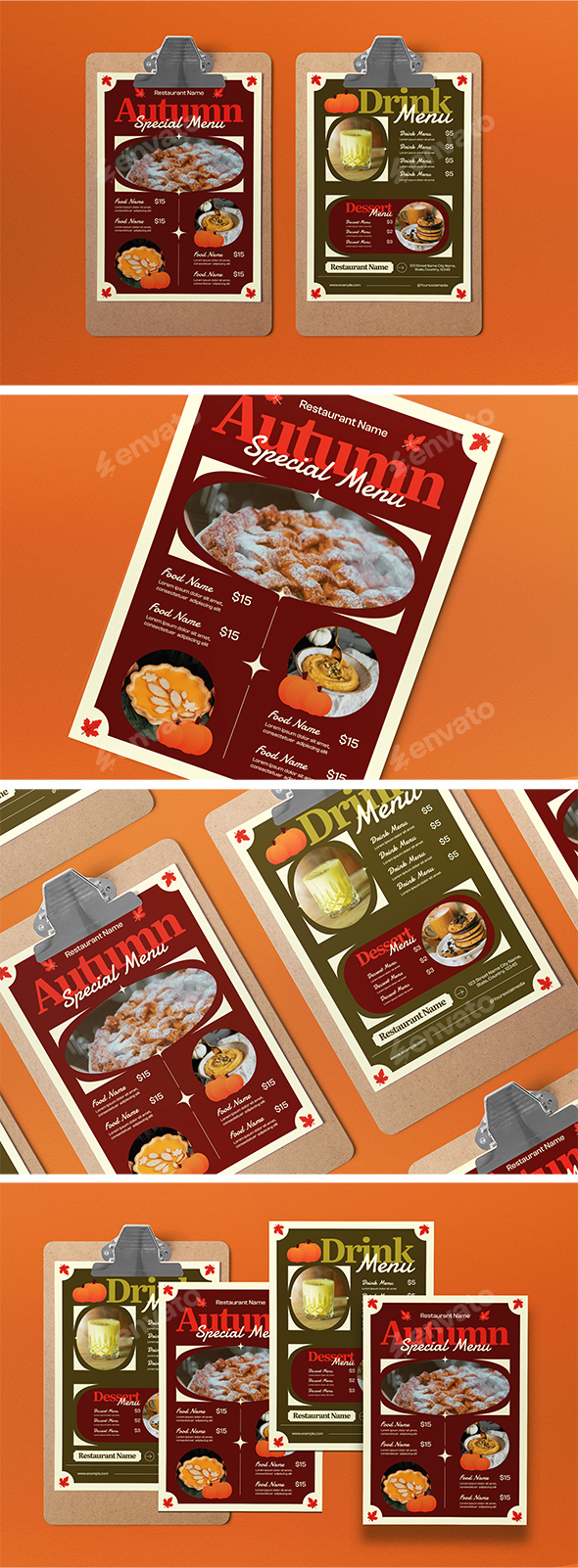 Red Green Vintage Aesthetic Autumn Food Menu