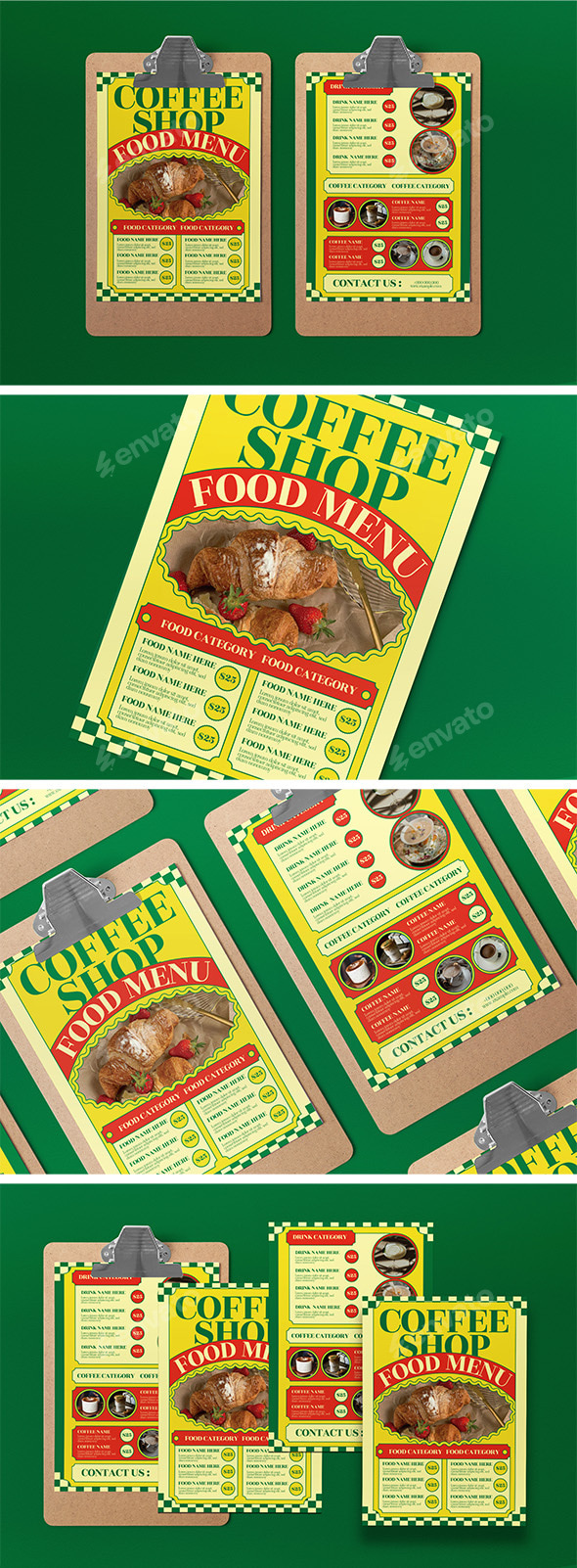 Green Yellow Vintage Aesthetic Coffee Food Menu
