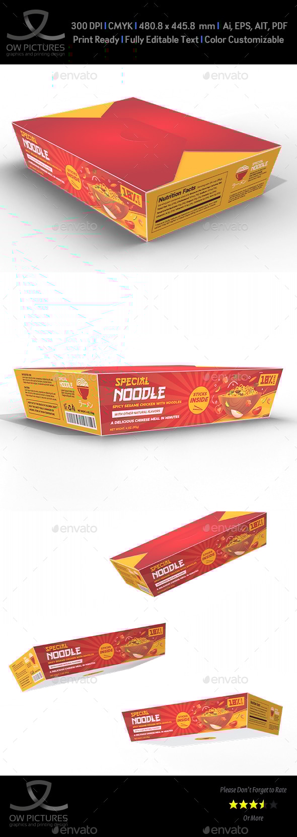 Noodle Box Tray Template for Packaging