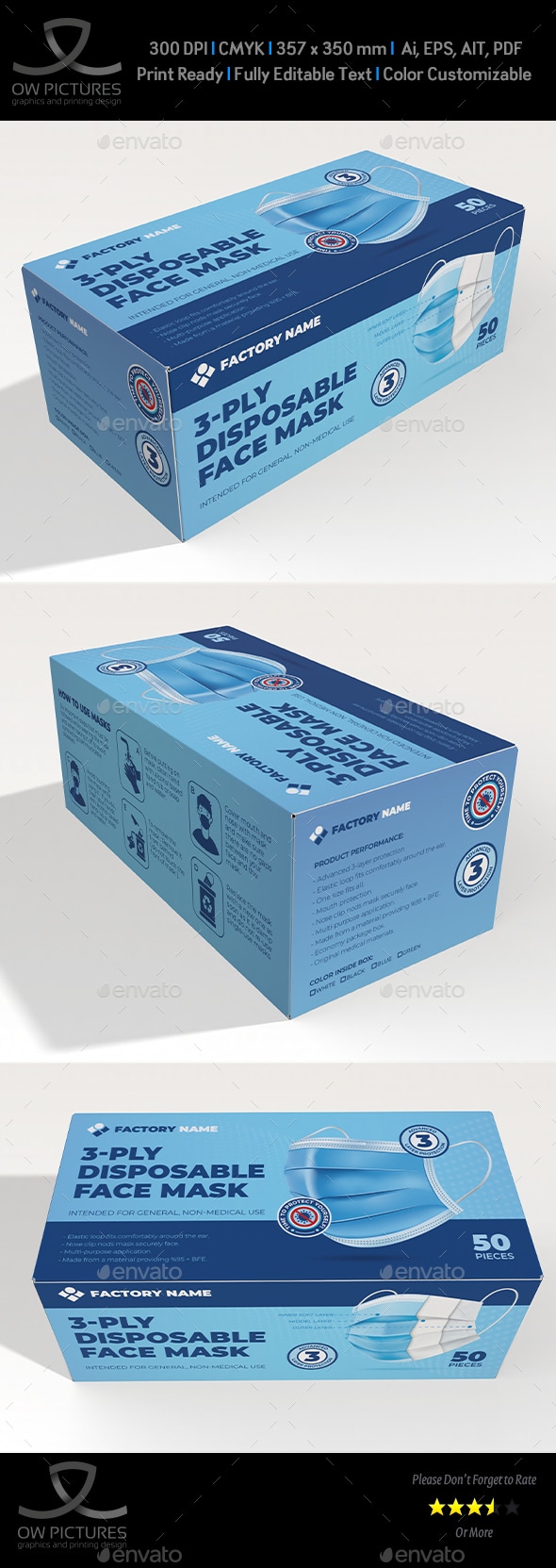 Face Mask Box Template for Packaging