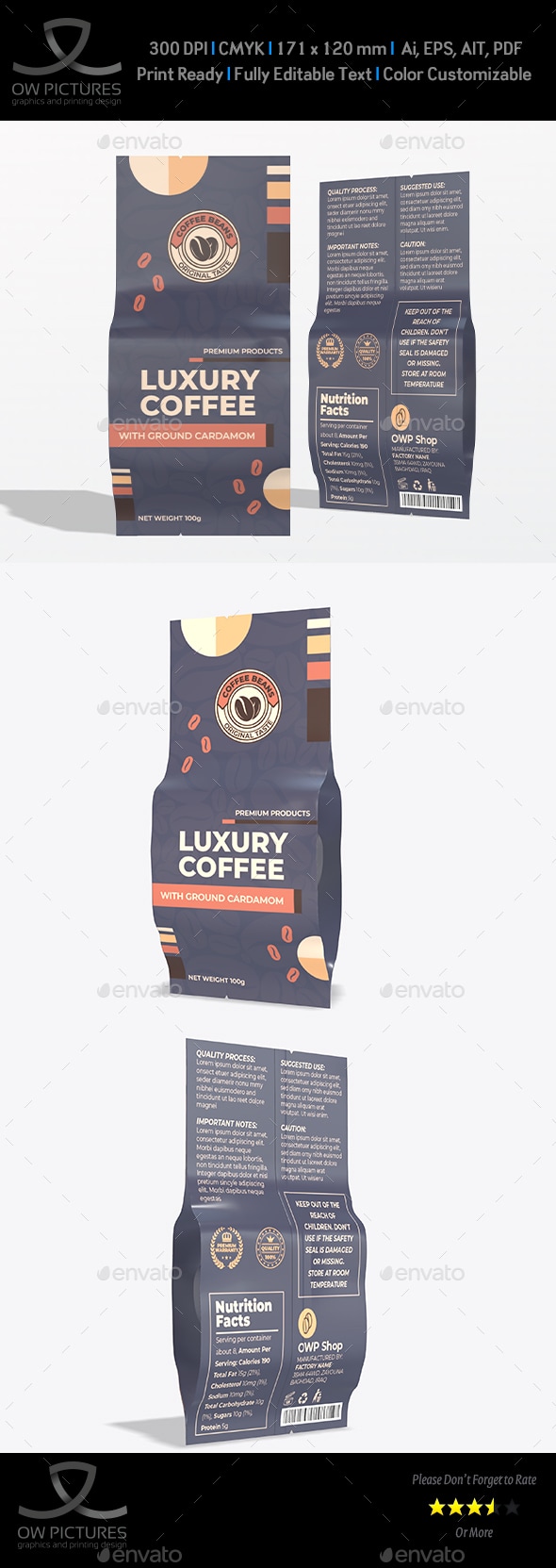 Coffee Bag Template for Packaging