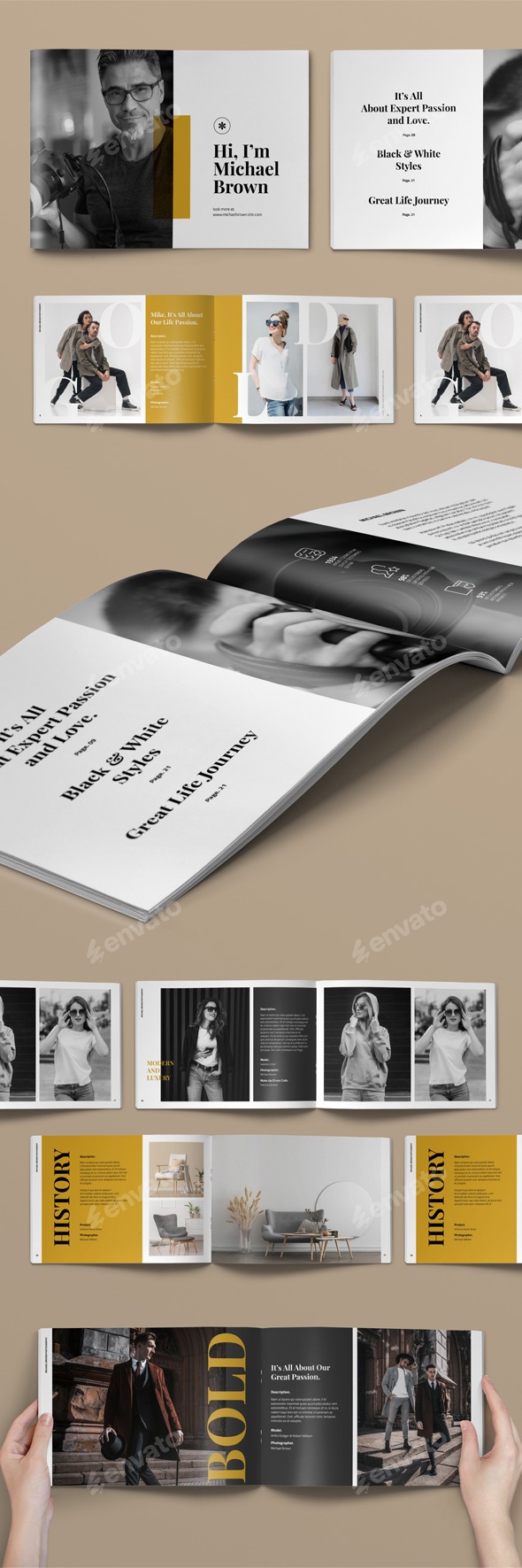 Black and White Photo Album Layout Template
