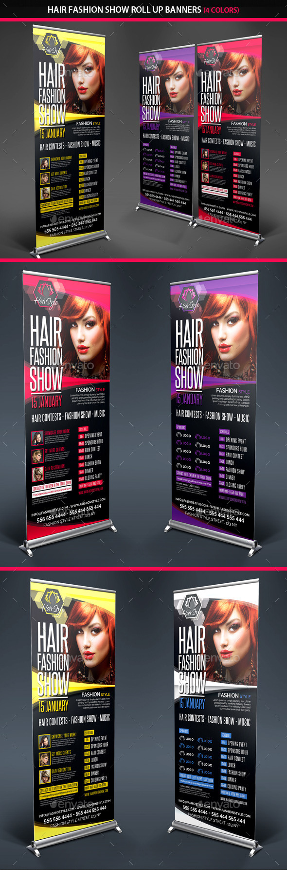 Hair Fashion Show Promotion Roll Up Banners