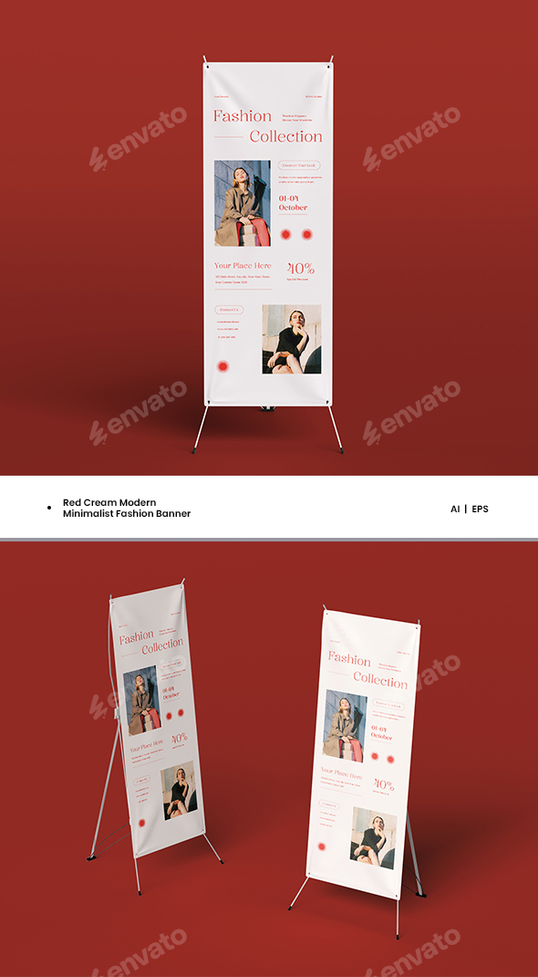 Red Cream Creative Modern Minimalist Fashion Collection Xbanner