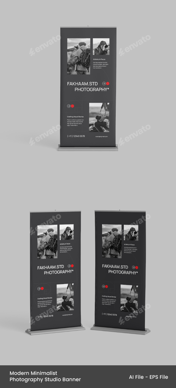Black Red Modern Minimalist Photography Studio Banner