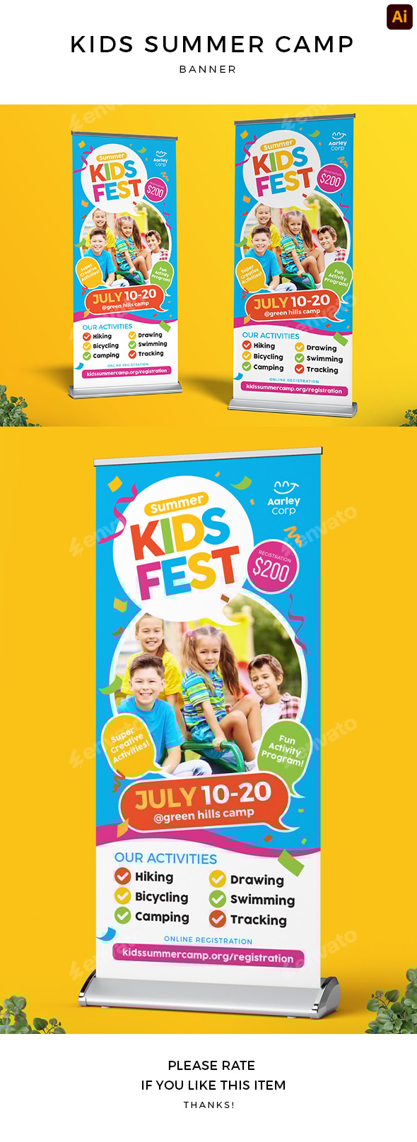 Kids Summer Camp Roll Up Banner (Alternative Design)