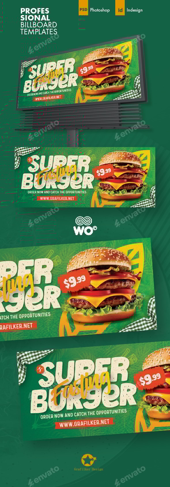 Burger Restaurant Billboard Templates (Alternative)
