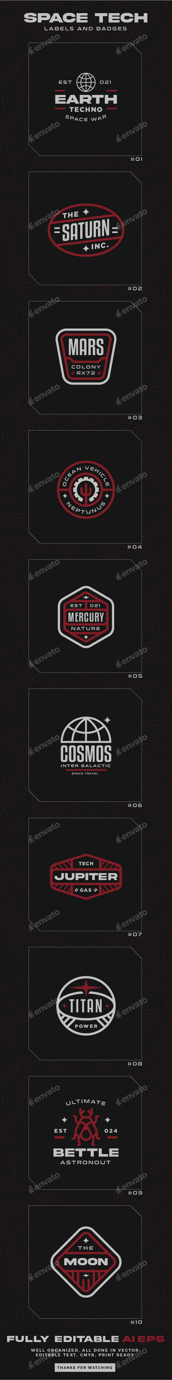 Space Tech Labels and Badges