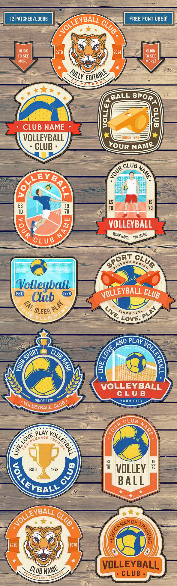 Volleyball Club Patches