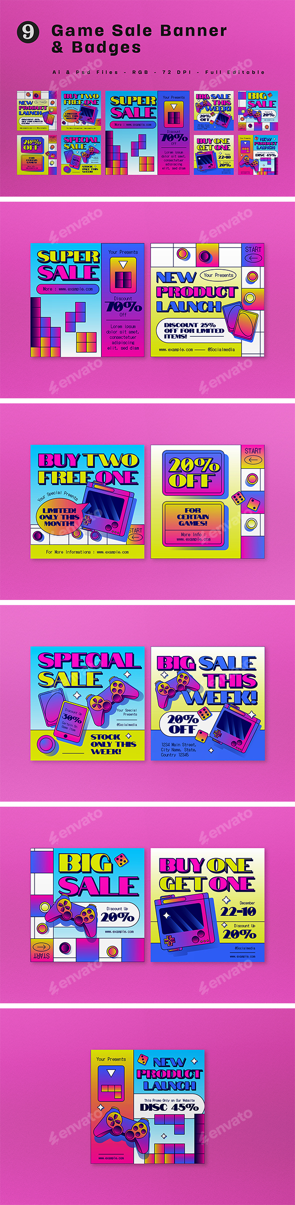 Purple Y2K Games Sale Banner