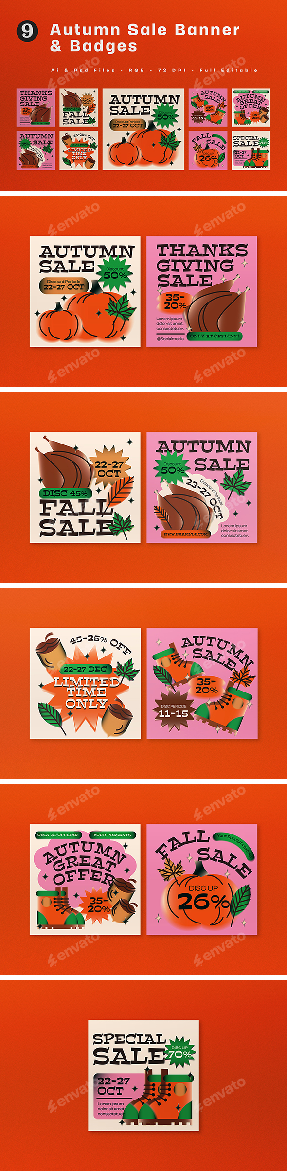 Pink Brown Y2K Autumn Sale Banner