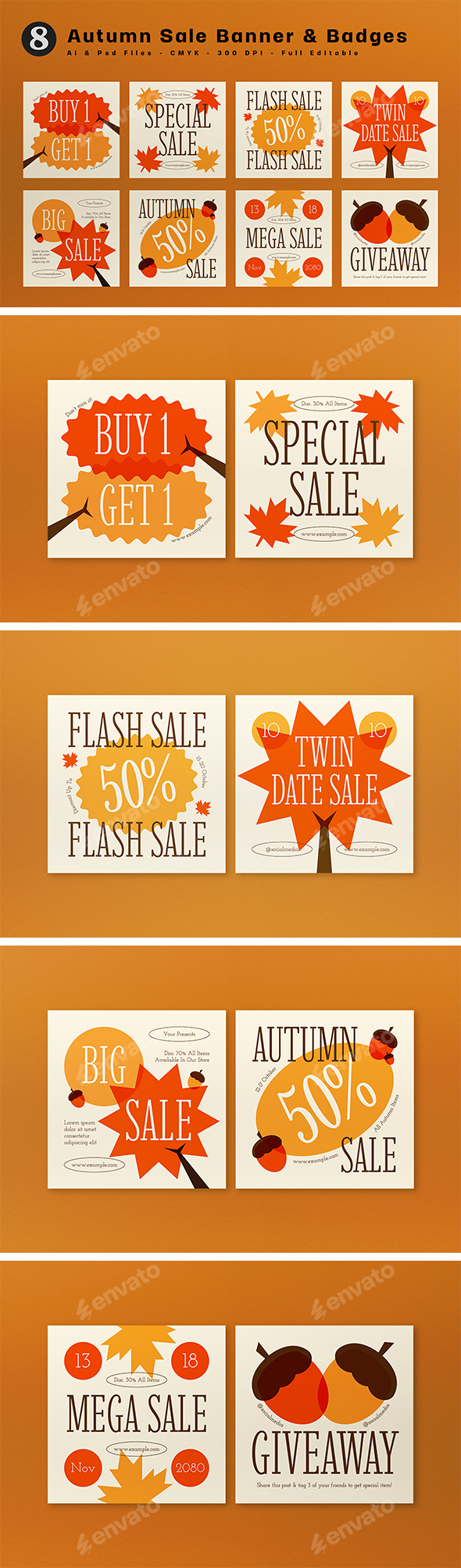 Orange Hand Drawn Risograph Sale Banner Autumn