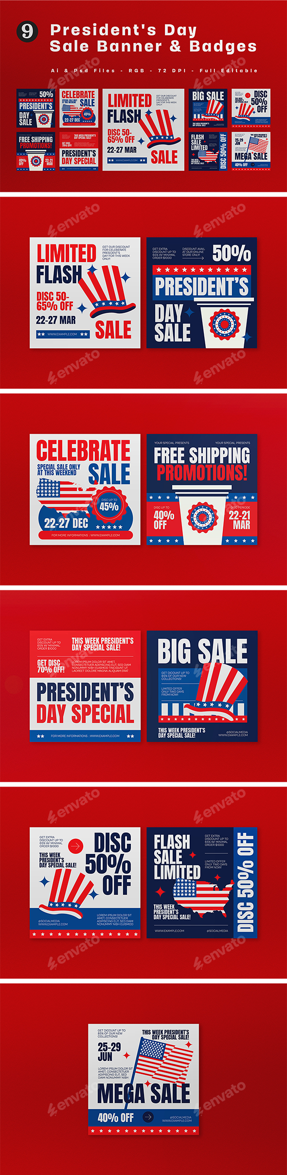 Red White Bold Minimalist President