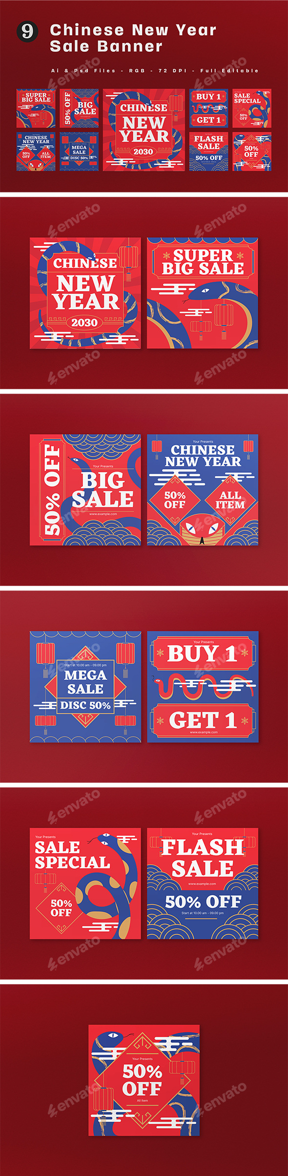 Red Quirky Chinese New Year Sale Banner