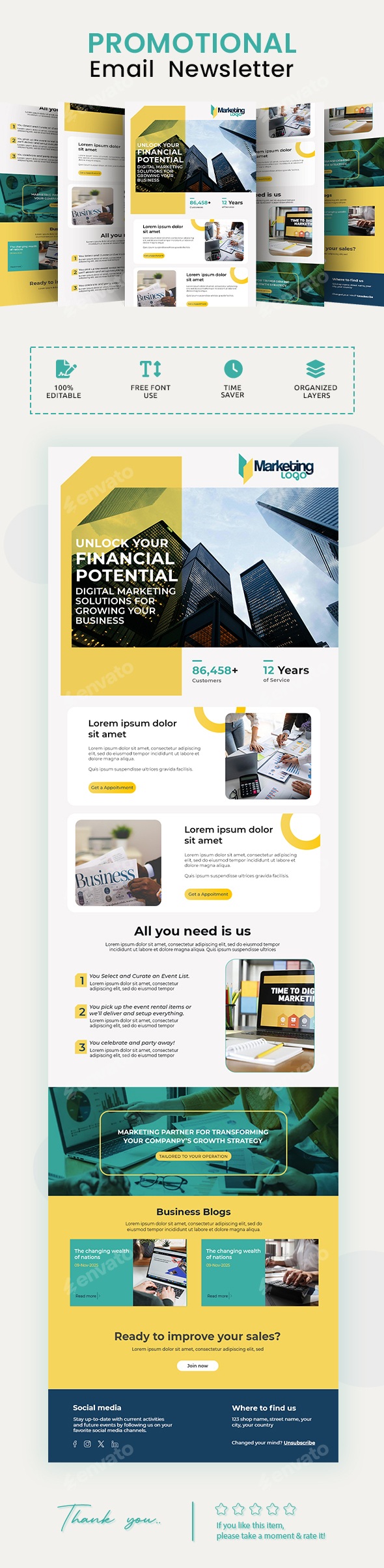 Digital Marketing Email Newsletter PSD Template