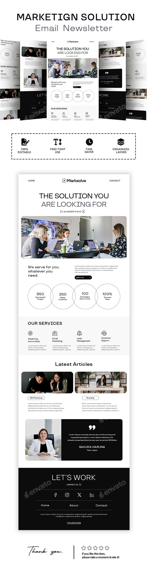 Marketing Solutions Email Newsletter PSD Template (New)