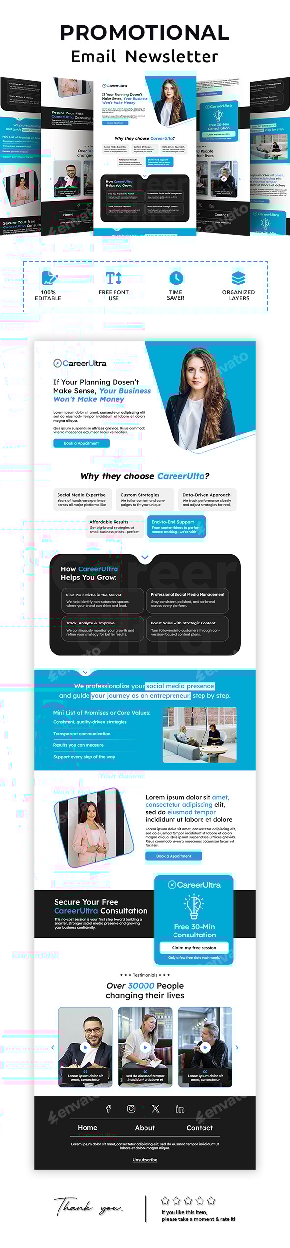 Career Consultancy Email Newsletter PSD Template