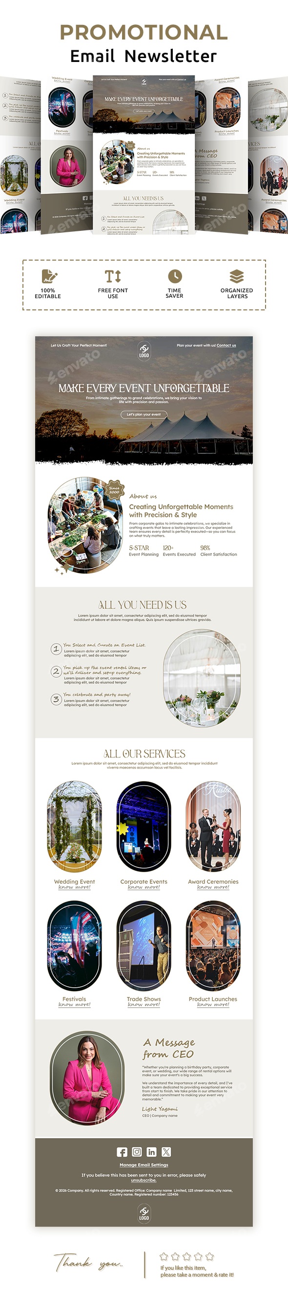 Event Management Email Newsletter PSD Template