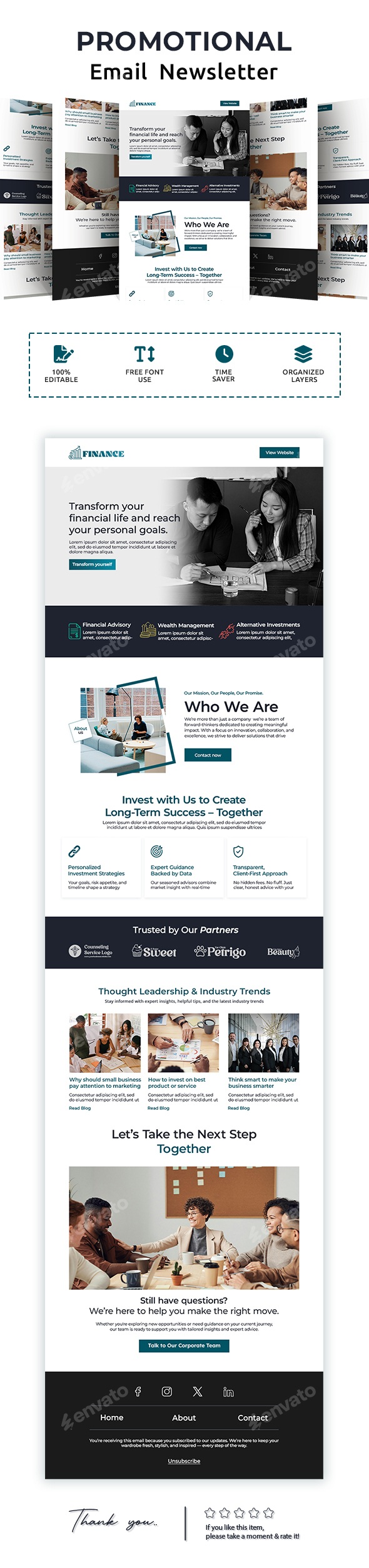 Investment Solutions Email Newsletter PSD Template