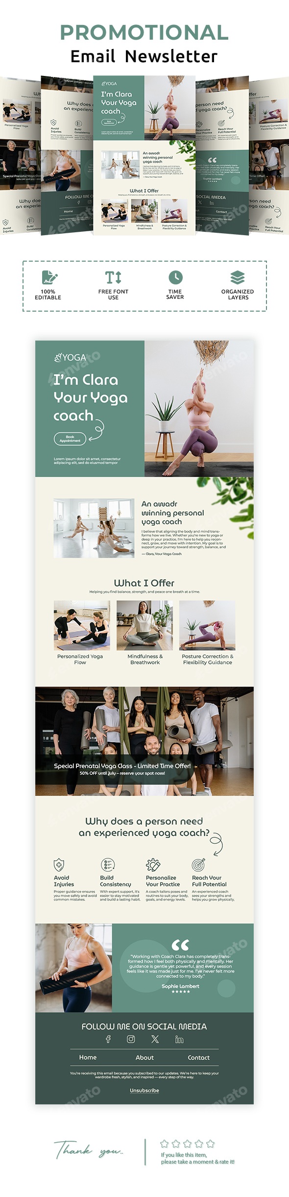 Yoga Coach Email Newsletter PSD Template