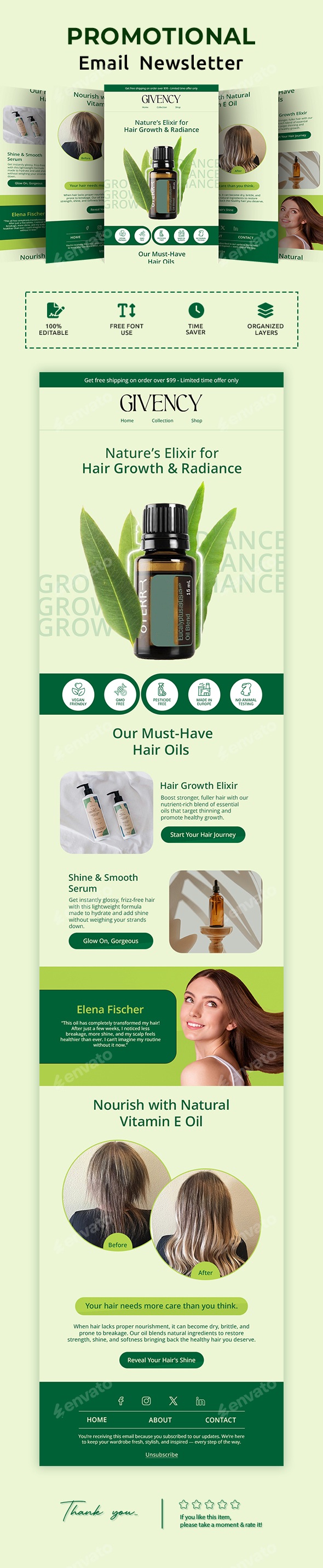 Natural Hair Solutions Email Newsletter PSD Template