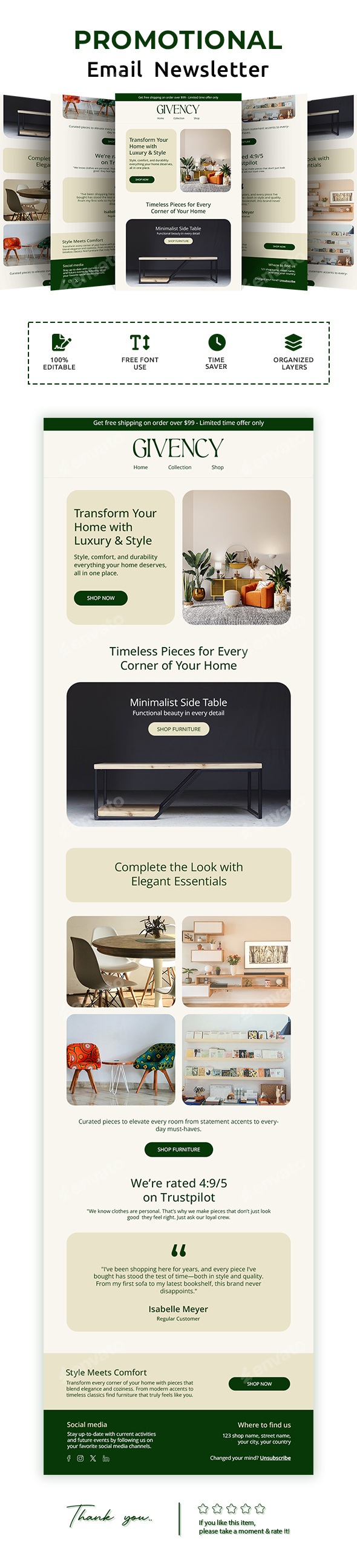 Furniture And Interior Email Newsletter PSD Template