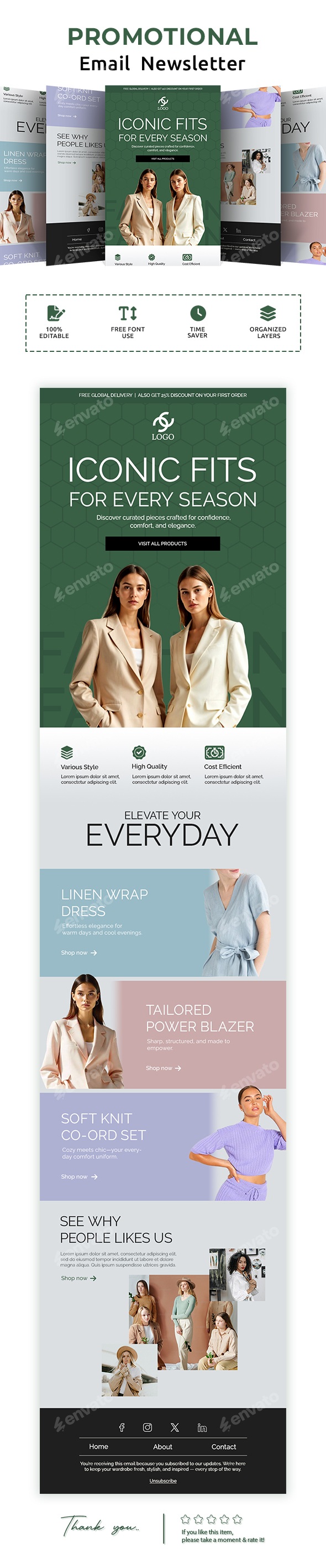 Elegance Outfit For Women Email Newsletter PSD Template