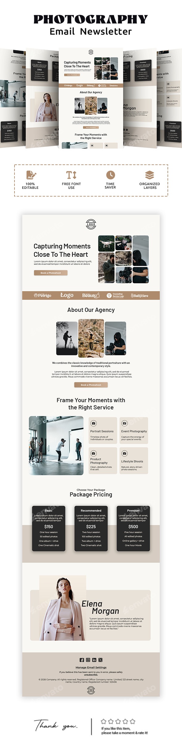 Event Photography Service Agency Email Newsletter PSD Template
