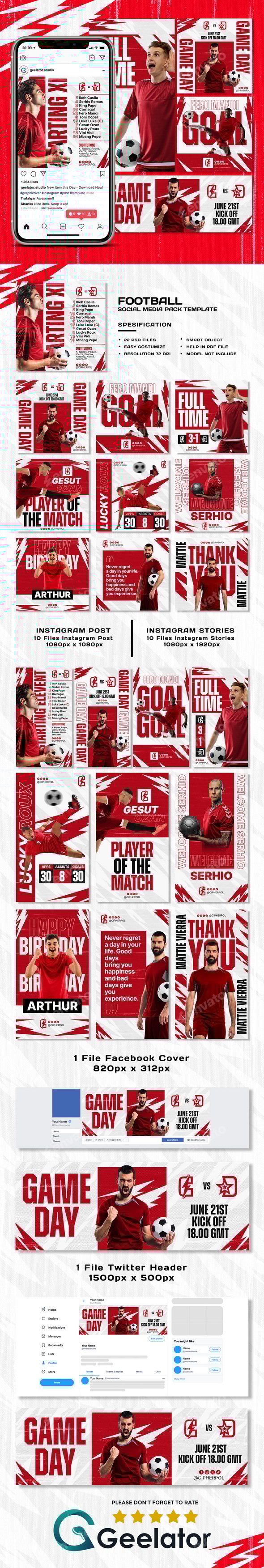 Football Social Media Pack Template