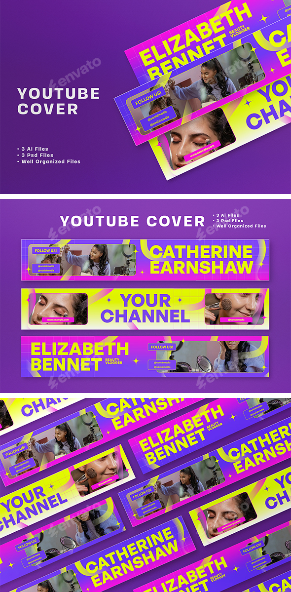 Purple Pink Bold Beauty Vlogger Youtube Cover