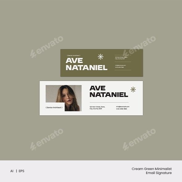 Cream Green Minimalist Email Signature