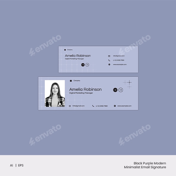 Black Purple Modern Minimalist Email Signature