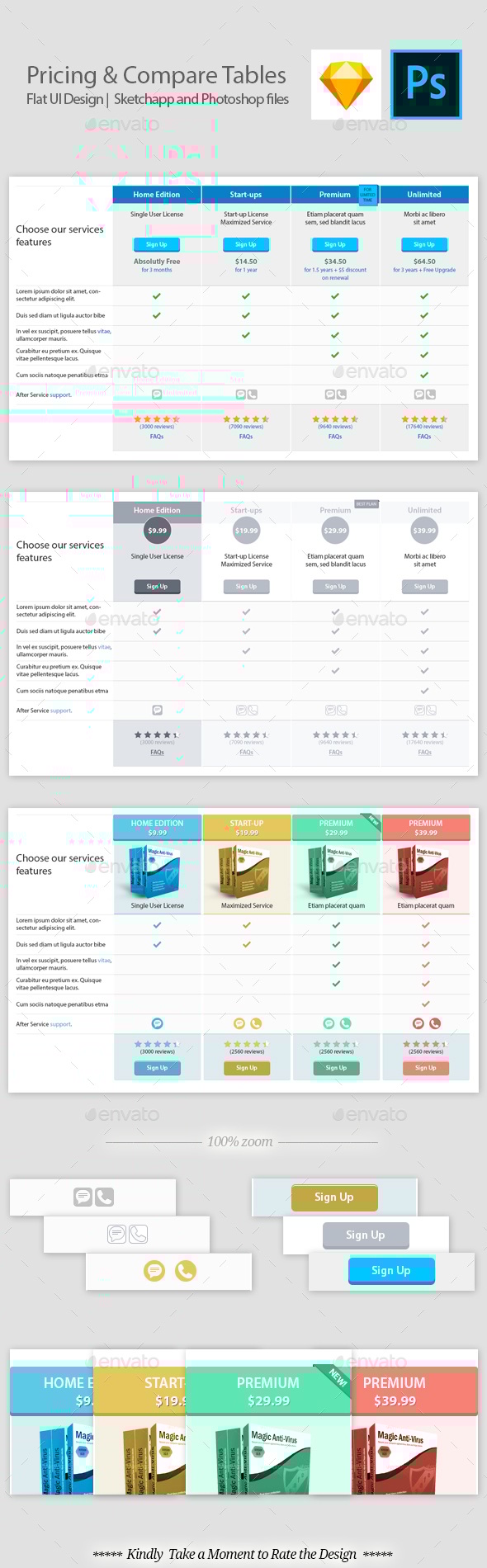 Pricing and Comparison Table Templates
