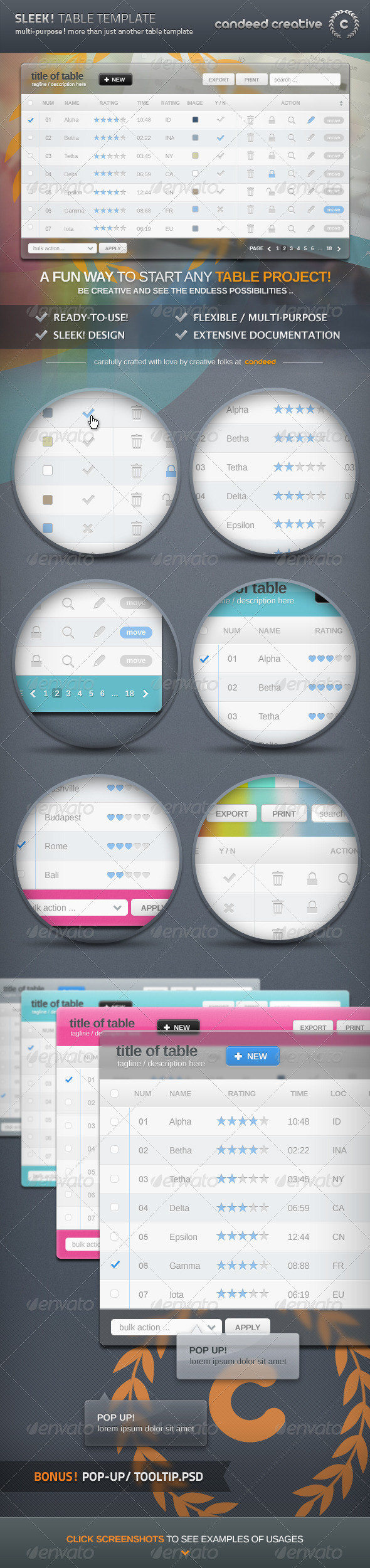 Sleek! Table Template