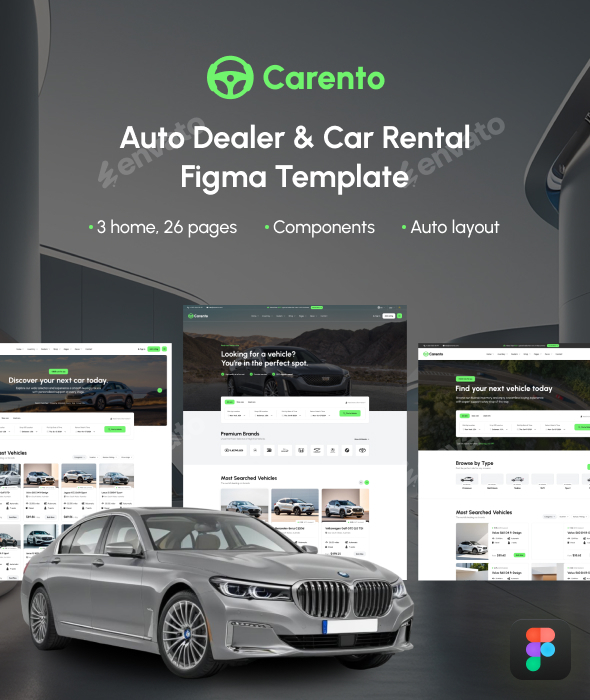 Carento - Auto Dealer & Car Rental Figma Template