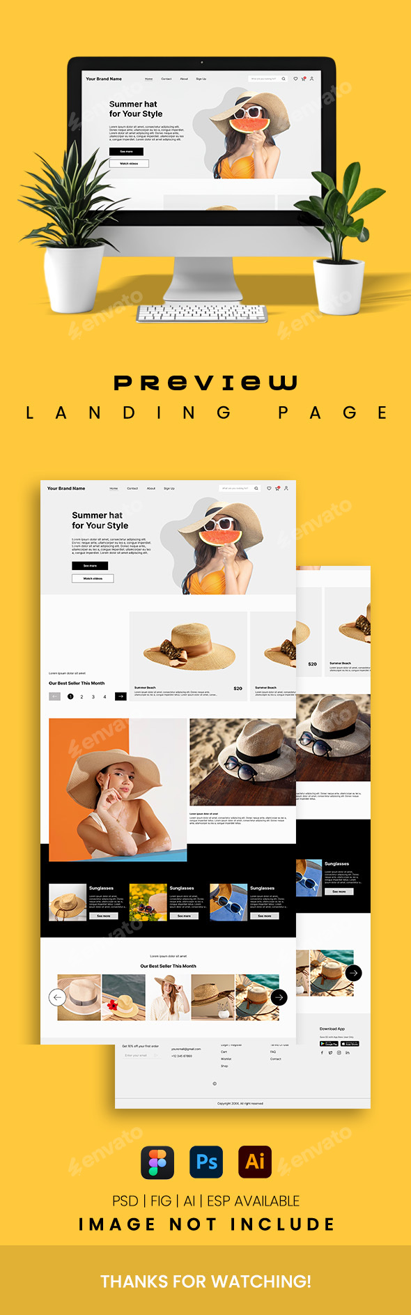 Summer Hat Website Landing Page