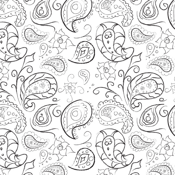 Seamless Hand Drawn Paisley Pattern