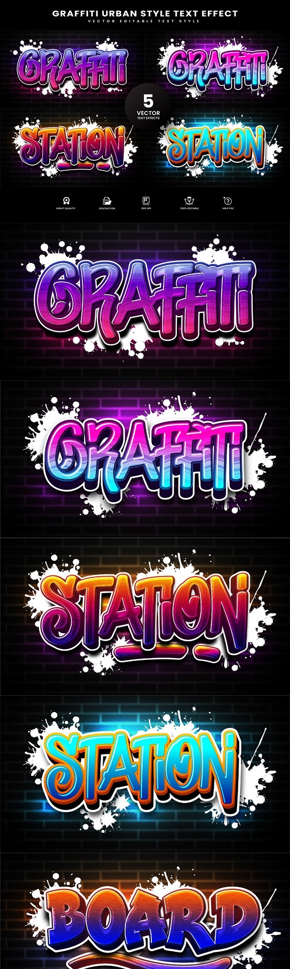 Graffiti Urban Style Text Effect. Vector Editable